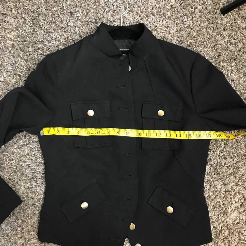 Saks Fifth Avenue Black Label Black Military Style Button Down Blazer Jacket - Picture 8 of 10